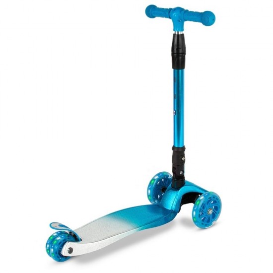 Trotinetă pliabilă pentru copii, cu lumini LED, Kidwell Vento Blue - Silver