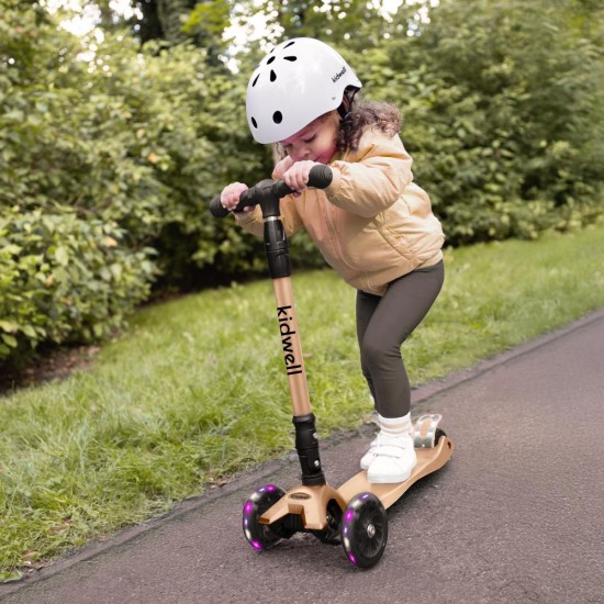Trotinetă pliabilă pentru copii, cu lumini LED, Kidwell Vento Gold