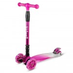 Trotinetă pliabilă pentru copii, cu lumini LED, Kidwell Vento Pink - Silver