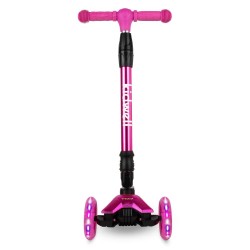 Trotinetă pliabilă pentru copii, cu lumini LED, Kidwell Vento Pink - Silver
