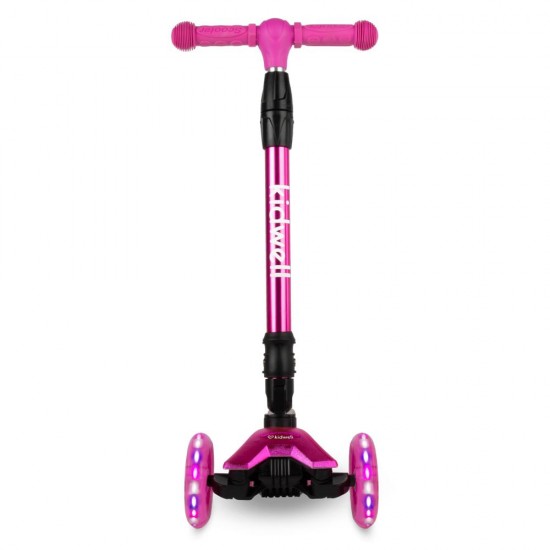 Trotinetă pliabilă pentru copii, cu lumini LED, Kidwell Vento Pink - Silver