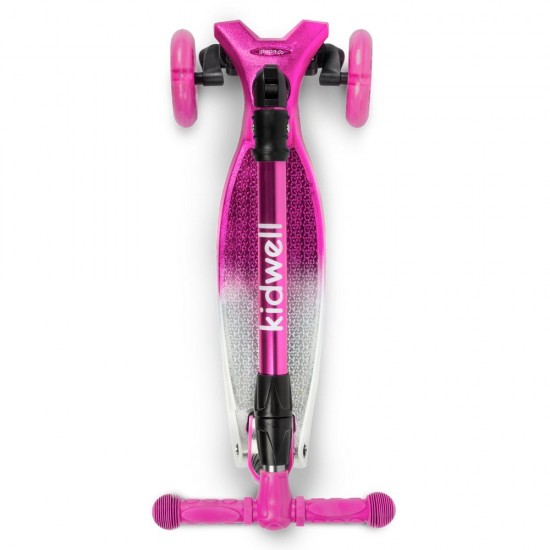 Trotinetă pliabilă pentru copii, cu lumini LED, Kidwell Vento Pink - Silver