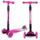 Trotinetă pliabilă pentru copii, cu lumini LED, Kidwell Vento Pink - Silver