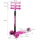 Trotinetă pliabilă pentru copii, cu lumini LED, Kidwell Vento Pink - Silver