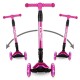Trotinetă pliabilă pentru copii, cu lumini LED, Kidwell Vento Pink - Silver