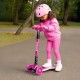 Trotinetă pliabilă pentru copii, cu lumini LED, Kidwell Vento Pink - Silver