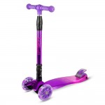 Trotinetă pliabilă pentru copii, cu lumini LED, Kidwell Vento Pink - Violet