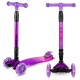 Trotinetă pliabilă pentru copii, cu lumini LED, Kidwell Vento Pink - Violet