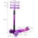 Trotinetă pliabilă pentru copii, cu lumini LED, Kidwell Vento Pink - Violet