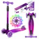 Trotinetă pliabilă pentru copii, cu lumini LED, Kidwell Vento Pink - Violet