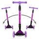 Trotinetă pliabilă pentru copii, cu lumini LED, Kidwell Vento Pink - Violet