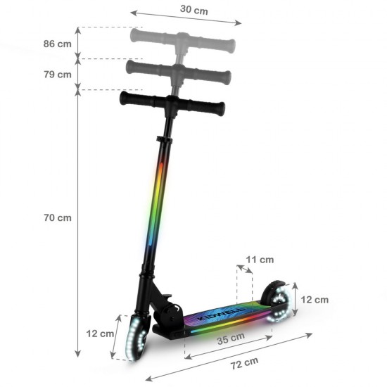 Trotinetă pliabilă cu două roți cu lumini Led - Kidwell Mido