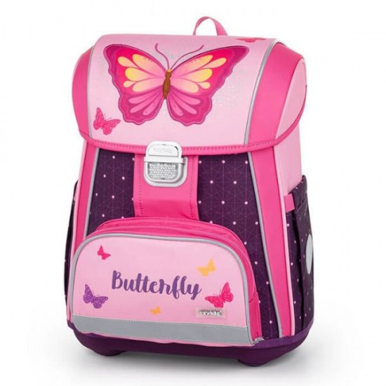 Ghiozdan ergonomic Premium Cool Butterfly, roz- Oxybag