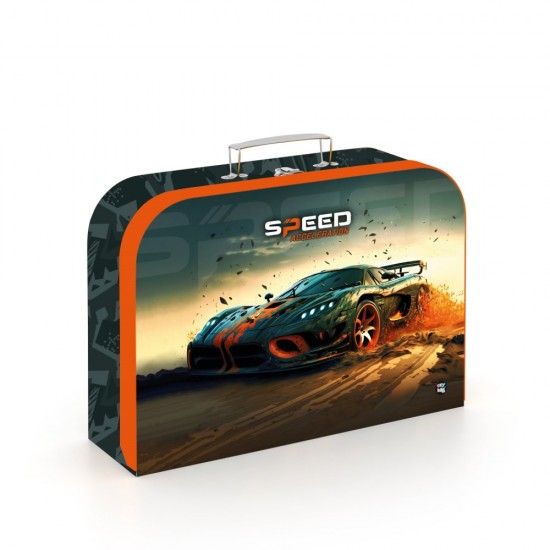 Mapă din carton laminat cu mâner, închidere cu clemă metalică, A4, model Cool car   - Oxybag