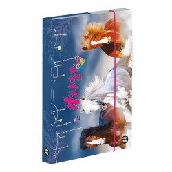 Mapă documente din carton rigid, A4, închidere cu elastic, model Wild Horses - Oxybag