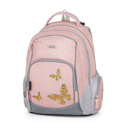 Set școală pentru copii: ghiozdan, rucsac, penar - model OXY GO, gold butterfly - Oxybag