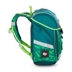 Ghiozdan ergonomic pentru băieți Premium Light, model Minecraft Playword, verde - Oxybag