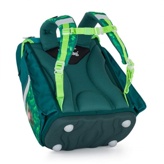 Ghiozdan ergonomic pentru băieți Premium Light, model Minecraft Playword, verde - Oxybag