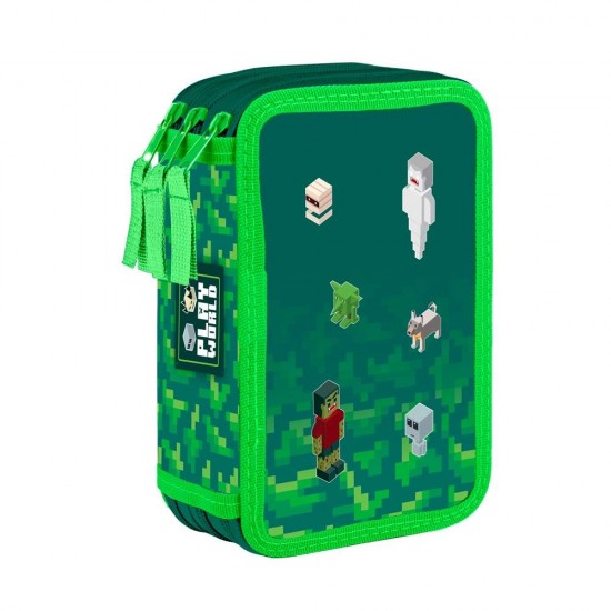 Penar cu trei compartimente pentru copii, fără rechizite – model Minecraft Playworld , Oxybag