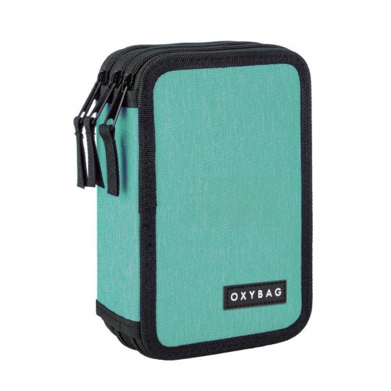 Penar cu trei compartimente pentru copii, fără rechizite – model Unicolor Mint , Oxybag