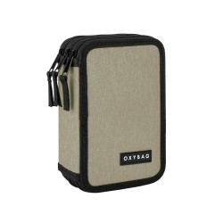 Penar cu trei compartimente pentru copii, fără rechizite – model Unicolor Mocca, Oxybag