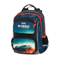 Set de școală: ghiozdan ergonomic, penar și rucsac tip sac cu șnur pentru băieți, 3 piese - Speed Oxy Jumper, Oxybag