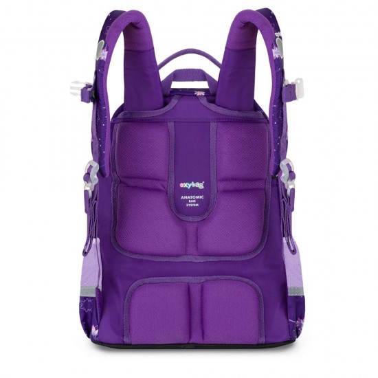 Set de școală: ghiozdan ergonomic, penar și rucsac tip sac cu șnur pentru fete, 3 piese - Flowers Oxy Jumper, Oxybag