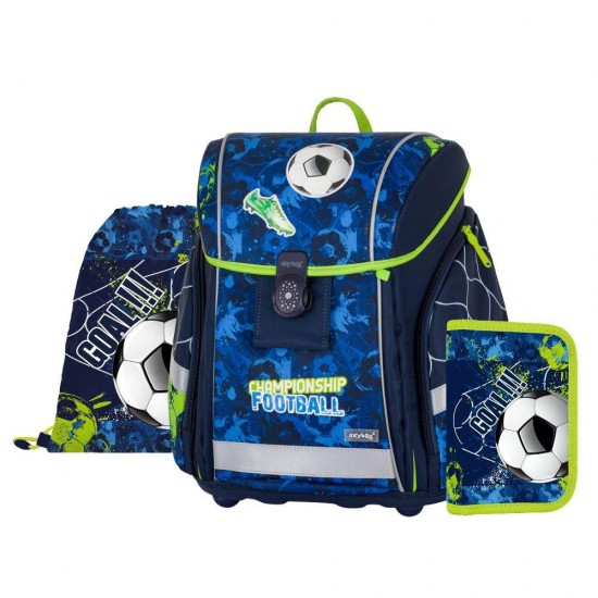 Set de școală: ghiozdan ergonomic, penar și sac de sport pentru baieti, 3 piese - PREMIUM LIGHT Football Championship, Oxybag