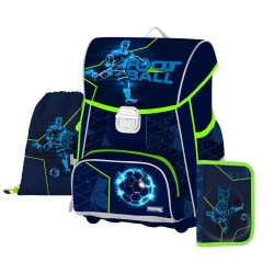 Set de școală: ghiozdan ergonomic, penar și sac de sport pentru băieți, 3 piese - PREMIUM ONE Football, Oxybag