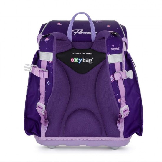 Set de școală: ghiozdan ergonomic, penar și sac de sport pentru fete, 3 piese - PREMIUM LIGHT Flowers Colibri, Oxybag