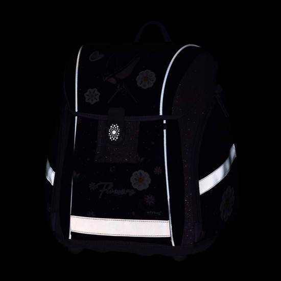 Set de școală: ghiozdan ergonomic, penar și sac de sport pentru fete, 3 piese - PREMIUM LIGHT Flowers Colibri, Oxybag