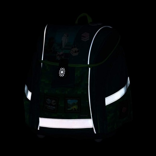 Set școală pentru băieți: ghiozdan, rucsac, penar - model Minecraft Playworld Premium Light , Oxybag