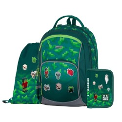 Set școală pentru băieți: ghiozdan, rucsac, penar - model OXY GO Minecraft Playworld, Oxybag