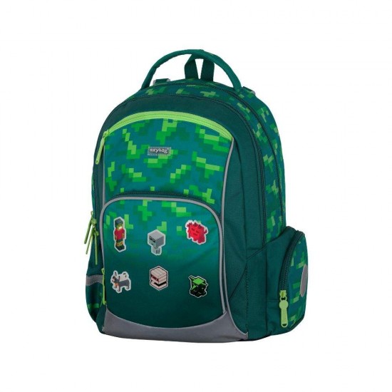 Set școală pentru băieți: ghiozdan, rucsac, penar - model OXY GO Minecraft Playworld, Oxybag