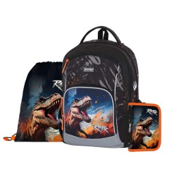 Set școală pentru băieți: ghiozdan, rucsac, penar - model OXY GO Raptor Dinozaur, Oxybag