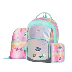 Set școală pentru fete: ghiozdan, rucsac, penar - model OXY GO Magic curcubeu, Oxybag