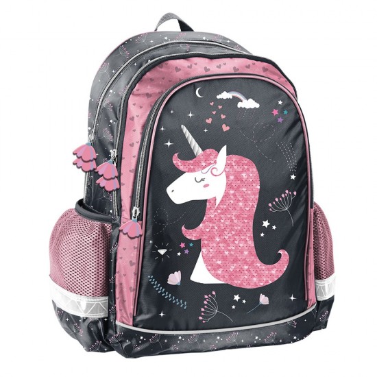 Ghiozdan/rucsac ergonomic pentru școală, model UNICORN, albastru închis - Paso