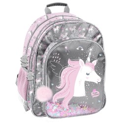 Ghiozdan/Rucsac ergonomic pentru școală sau antrenamente, model UNICORN, roz - Paso