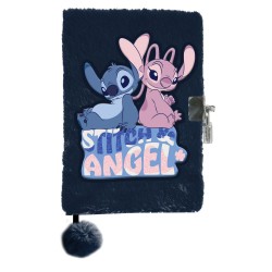 Jurnal secret din pluș, cu lacăt, model STITCH and Angel- Paso