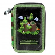 Penar copii cu trei compartimente, echipat cu rechizite,  model Gaming adventure – Paso