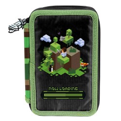 Penar copii cu trei compartimente, echipat cu rechizite,  model Gaming adventure – Paso