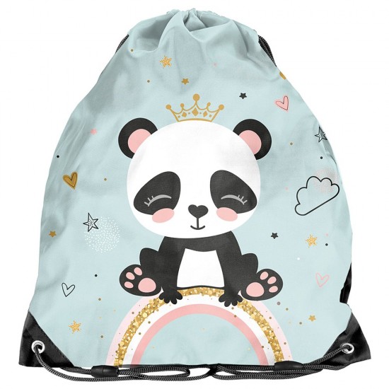 Rucsac tip sac cu șnur fete, PANDA, turcoaz - Paso
