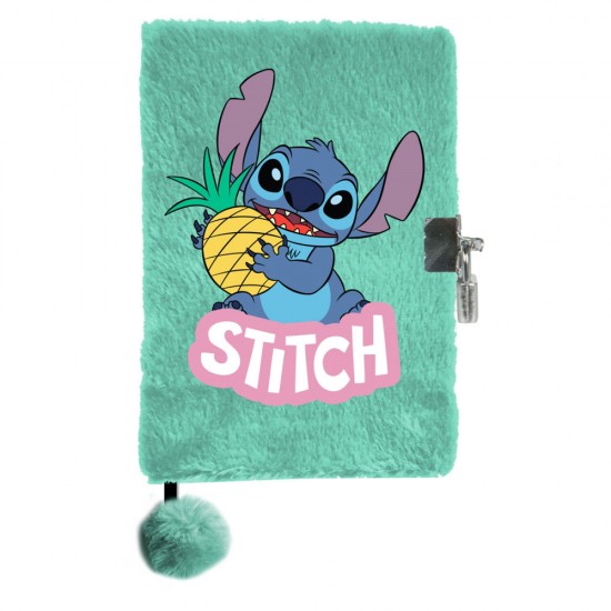 Jurnalul pufos cu lacăt, model DISNEY STITCH Adventure, verde - Paso
