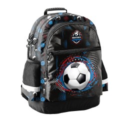 Ghiozdan copii cu două compartimente, model  Football Team, negru -Paso