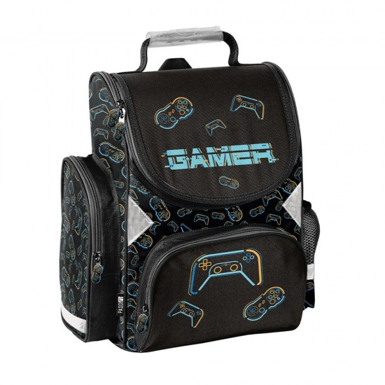 Ghiozdan ergonomic băieți model  Gamer Star negru -Paso