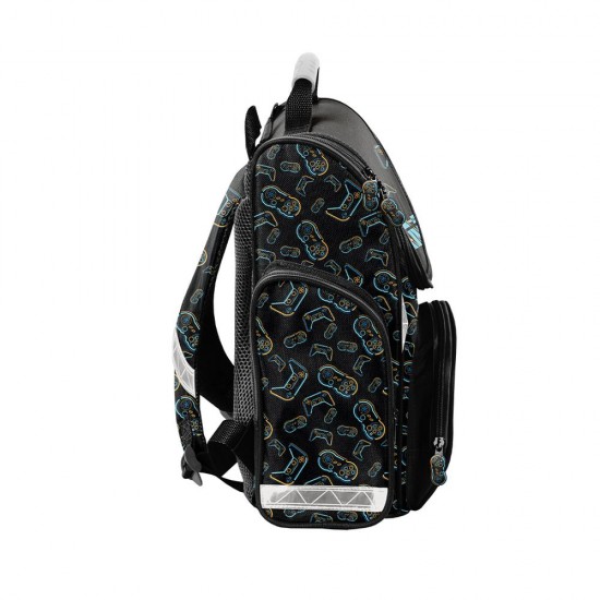 Ghiozdan ergonomic băieți model  Gamer Star negru -Paso