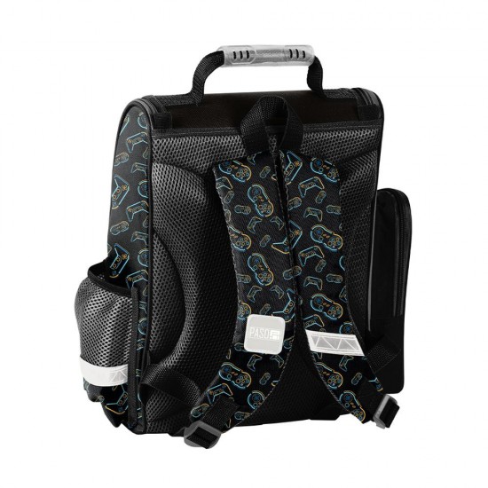 Ghiozdan ergonomic băieți model  Gamer Star negru -Paso