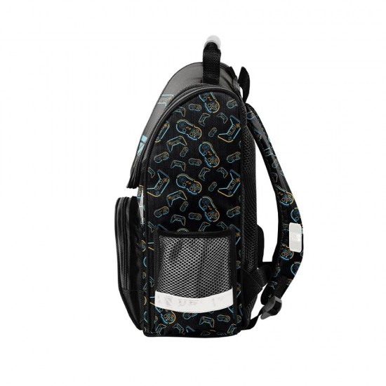 Ghiozdan ergonomic băieți model  Gamer Star negru -Paso