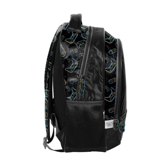 Ghiozdan ergonomic băieți pentru școală, model  Gamer Star negru -Paso