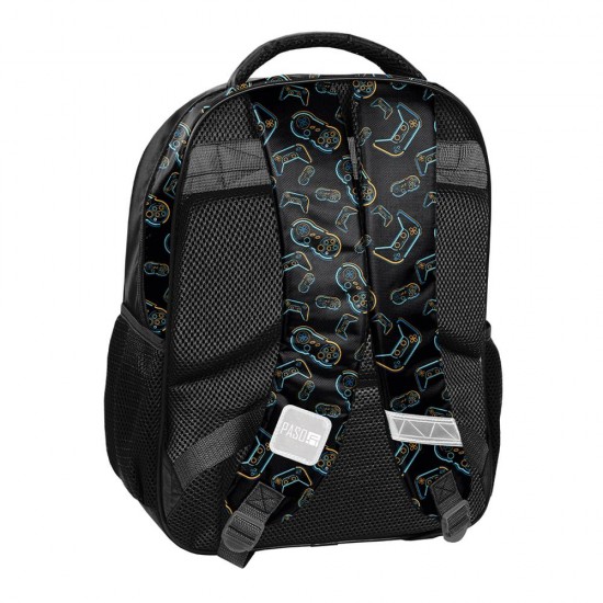 Ghiozdan ergonomic băieți pentru școală, model  Gamer Star negru -Paso
